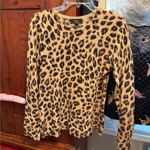 Charter club Cashmere Leopard Crewneck